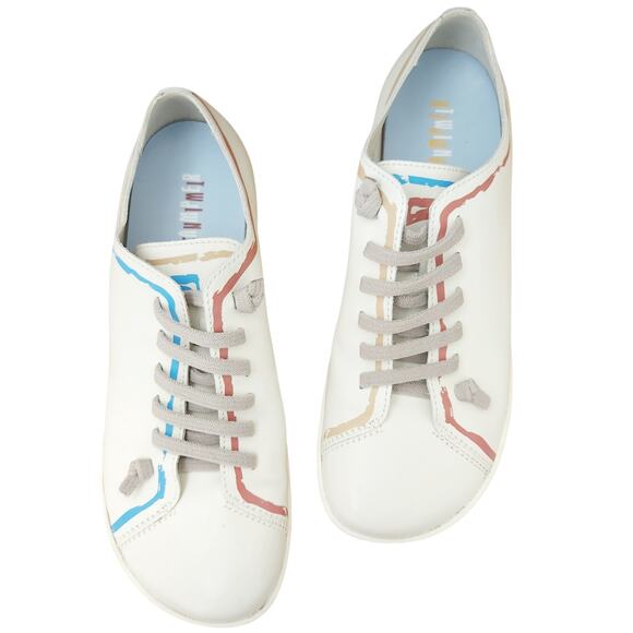 CAMPER Peu Twins leather slip on low top sneakers casual shoes white multi 41 10 - Picture 1 of 7